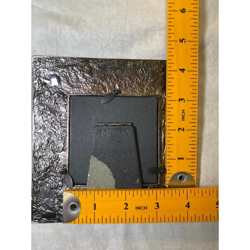 Vintage Pewter Leaf Picture Frame 3x3‎ Rustic Nature Design 5.75